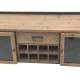 Vaisselier Cargo Bahut Indus Meuble de Rangement Armoire à Vin en Métal Gris Anthracite, Verre et Pin Naturel 46x76x144,5cm