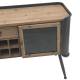 Vaisselier Cargo Bahut Indus Meuble de Rangement Armoire à Vin en Métal Gris Anthracite, Verre et Pin Naturel 46x76x144,5cm