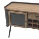 Vaisselier Cargo Bahut Indus Meuble de Rangement Armoire à Vin en Métal Gris Anthracite, Verre et Pin Naturel 46x76x144,5cm