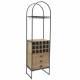 Armoire à Vin Cargo Etagère Colonne Meuble de Rangement Bar en Métal Gris Anthracite et Pin Naturel 38x54x165cm