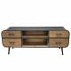 Meuble TV Cargo Enfilade Indus Meuble de Rangement Buffet en Pin Naturel et Métal Gris Anthracite 37x50x141cm