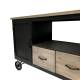 Meuble Buffet Métal et Bois Enfilade Industriel Bahut à Roulettes Décoratives 46x80,5x158cm
