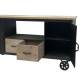 Meuble Buffet Métal et Bois Enfilade Industriel Bahut à Roulettes Décoratives 46x80,5x158cm