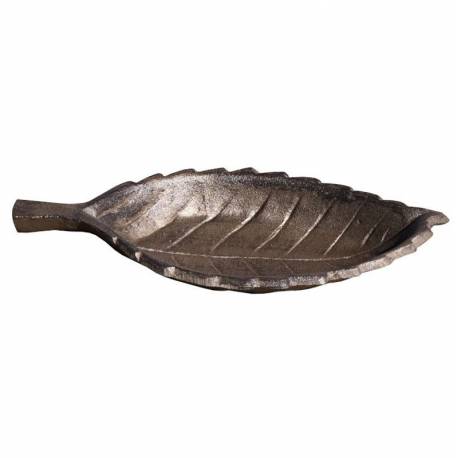 Bain à Oiseau Feuille Abreuvoir Mangeoire Coupe Fonte Vide Poche Marron 2,5x12x26cm