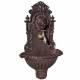 Fontaine de Jardin Murale Source à Fixer Tête de Lion en Fonte d'Aluminium Marron et Robinet Fonctionnel en Laiton 20x37x60cm