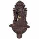 Fontaine de Jardin Murale Source à Fixer Tête de Lion en Fonte d'Aluminium Marron et Robinet Fonctionnel en Laiton 20x37x60cm