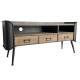 Meuble TV Cargo Meuble de Rangement Style Industriel Enfilade en Métal Gris Anthracite et Pin Naturel 37x64x140cm