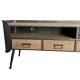 Meuble TV Cargo Meuble de Rangement Style Industriel Enfilade en Métal Gris Anthracite et Pin Naturel 37x64x140cm