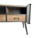 Meuble TV Cargo Meuble de Rangement Style Industriel Enfilade en Métal Gris Anthracite et Pin Naturel 37x64x140cm