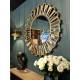 Miroir Solaire Signature Glace Ronde Murale en Métal Doré7x130x130cm