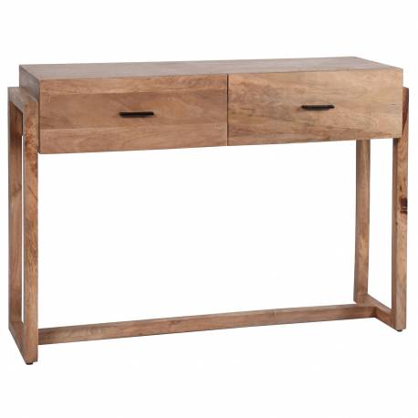 Coiffeuse Gobi 2 Tiroirs Marque Hinsk Console de Rangement Bois 35x76,5x110cm
