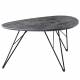 Table de Salon 3D Texture Hinsk Table d'Appoint forme Galet en Métal Noir 42x60x90cm
