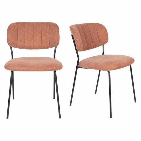 Duo de Chaises Jolien Woody Chaises de Table Acier Noir et Rose Poudré