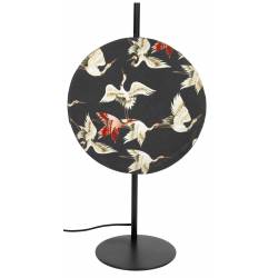 Lampe de Table Jaylee Woody Luminaire à poser métal et Abat-jour Coton 20x31x71 cml