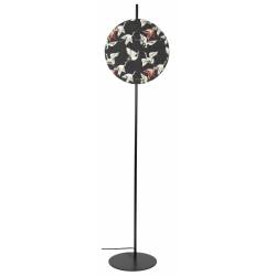 Lampadaire Jaylee Woody Luminaire sur Pied Acier Noir et Abat-Jour Coton 30x39x158 cm