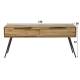 Meuble TV Teca Strip Console Acier et Teck Enfilade sur Pied Design 30x57x130cm