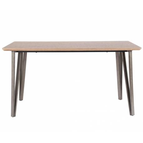 Table à Manger Hinsk Table de Repas 6 personnes Métal et Bois Piètement en V Design Industriel