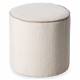 Pouf Burelles Blanc Taupe Athezza Repose-Pied Rétro Assise d'Appoint en Bois et Tissu Blanc et Taupe 40x40x40cm