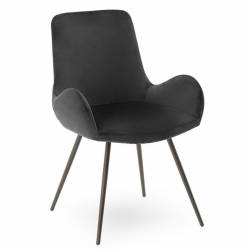 Chaise Rizzo Tourmente Athezza Siège de Table de Salle à Manger en Métal et Tissu 53x64x82,5cm