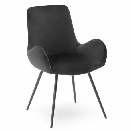 Chaise Rizzo Tourmente Athezza Siège de Table de Salle à Manger en Métal et Tissu 53x64x82,5cm