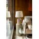 Lampe de Table Russel Dutchbone Luminaire à Poser Céramique et Abat-Jour en Lin 38x38x62cm