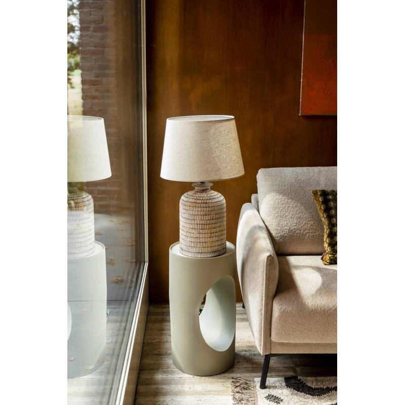 Lampe de Table Russel Dutchbone Luminaire à Poser Céramique et Abat-Jour en Lin  38x38x62cm - L'Héritier du Temps