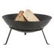 Véritable Braséro Chauffage d'Extérieur Brasier Lumière d'Appoint de Jardin de Forme Ronde en Métal Noir 24,5x49,5x49,5cm