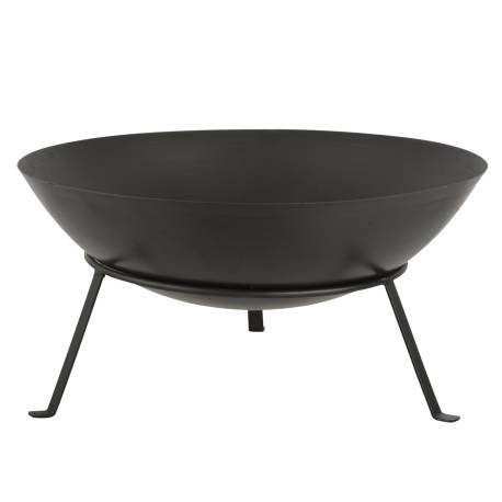 Véritable Braséro Chauffage d'Extérieur Brasier Lumière d'Appoint de Jardin de Forme Ronde en Métal Noir 24,5x49,5x49,5cm