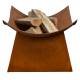 Braséro Oxydé Carré sur Pied Brasier Trapèze à Poser Extérieur en Fer Ancien Rouille 38,5x49x49cm