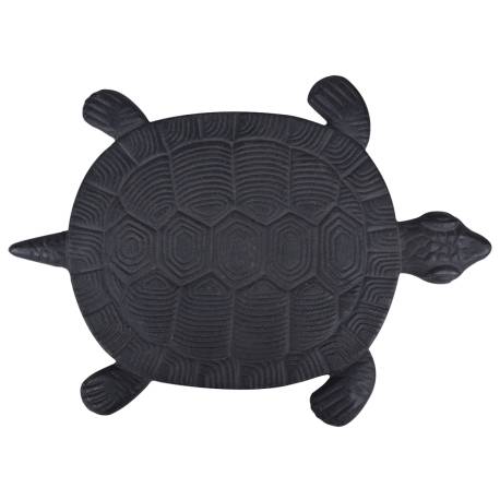 Pas Japonais Motif Tortue Décoration de Jardin en Fonte Patinée Noir 1,8x23x32,2cm