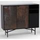 Buffet Haut Rasty Athezza Cabinet Effet Métallisé Meuble de Rangement Métal et Bois 40x111x132cm
