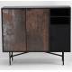 Buffet Haut Rasty Athezza Cabinet Effet Métallisé Meuble de Rangement Métal et Bois 40x111x132cm
