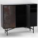 Buffet Haut Rasty Athezza Cabinet Effet Métallisé Meuble de Rangement Métal et Bois 40x111x132cm