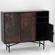 Buffet Haut Rasty Athezza Cabinet Effet Métallisé Meuble de Rangement Métal et Bois 40x111x132cm