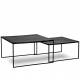 Set 2 Tables Basses Gigogne Escala Athezza Consoles Modulables Forme Rectangulaire Acier Noir Fonte D'Aluminium 46x80x80cm