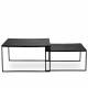 Set 2 Tables Basses Gigogne Escala Athezza Consoles Modulables Forme Rectangulaire Acier Noir Fonte D'Aluminium 46x80x80cm