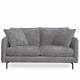Canapé Modène Gris 2 Places Athezza Sofa avec Coussins Banquette 2 Personnes en Bois Acier et Tissu 85x91x164cm