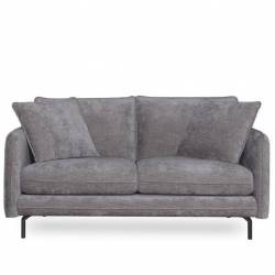 Canapé Modène Gris 2 Places Athezza Sofa avec Coussins Banquette 2 Personnes en Bois Acier et Tissu 85x91x164cm