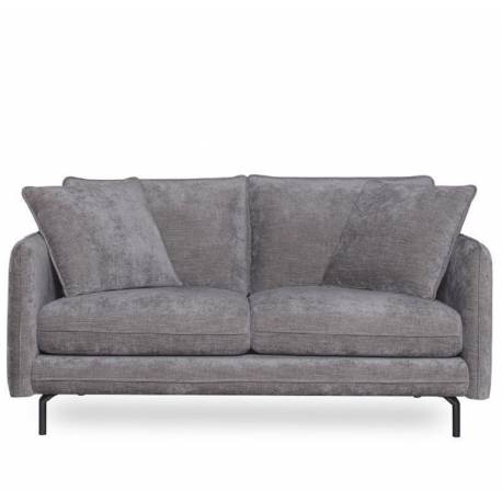 Canapé Modène Gris 2 Places Athezza Sofa avec Coussins Banquette 2 Personnes en Bois Acier et Tissu 85x91x164cm