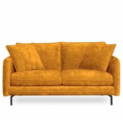 Canapé Modène Moutarde 2 Places Athezza Sofa avec Coussins Banquette 2 Personnes en Bois Acier et Tissu 85x91x164cm
