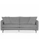 Canapé Modène Gris 3 Places Athezza Sofa avec Coussins Banquette 3 Personnes en Bois Acier et Tissu 85x91x204cm
