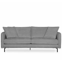Canapé Modène Gris 3 Places Athezza Sofa avec Coussins Banquette 3 Personnes en Bois Acier et Tissu 85x91x204cm