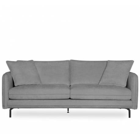 Canapé Modène Gris 3 Places Athezza Sofa avec Coussins Banquette 3 Personnes en Bois Acier et Tissu 85x91x204cm