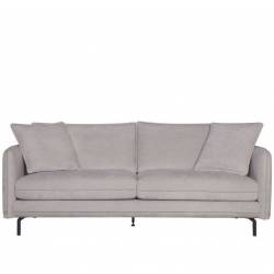 Canapé Modène Beige 3 Places Athezza Sofa avec Coussins Banquette 3 Personnes en Bois Acier et Tissu 85x91x204cm