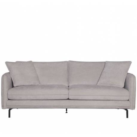 Canapé Modène Beige 3 Places Athezza Sofa avec Coussins Banquette 3 Personnes en Bois Acier et Tissu 85x91x204cm