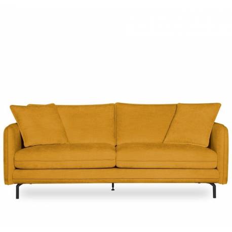 Canapé Modène Moutarde 3 Places Athezza Sofa avec Coussins Banquette 3 Personnes en Bois Acier et Tissu 85x91x204cm