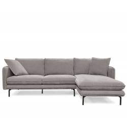 Canapé d'Angle Modène Beige 3-4 Places Athezza Sofa avec Coussins Banquette en Bois Acier et Tissu 85x160x251cm