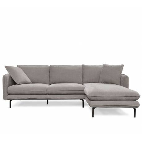 Canapé d'Angle Modène Beige 3-4 Places Athezza Sofa avec Coussins Banquette en Bois Acier et Tissu 85x160x251cm