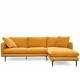 Canapé d'Angle Modène Moutarde 3-4 Places Athezza Sofa avec Coussins Banquette en Bois Métal et Tissu 85x160x251cm