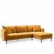 Canapé d'Angle Modène Moutarde 3-4 Places Athezza Sofa avec Coussins Banquette en Bois Métal et Tissu 85x160x251cm